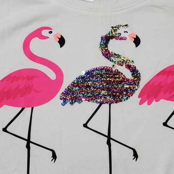 Justice Girls Youth 10 Large white flamingo Top - Picture 6 of 7